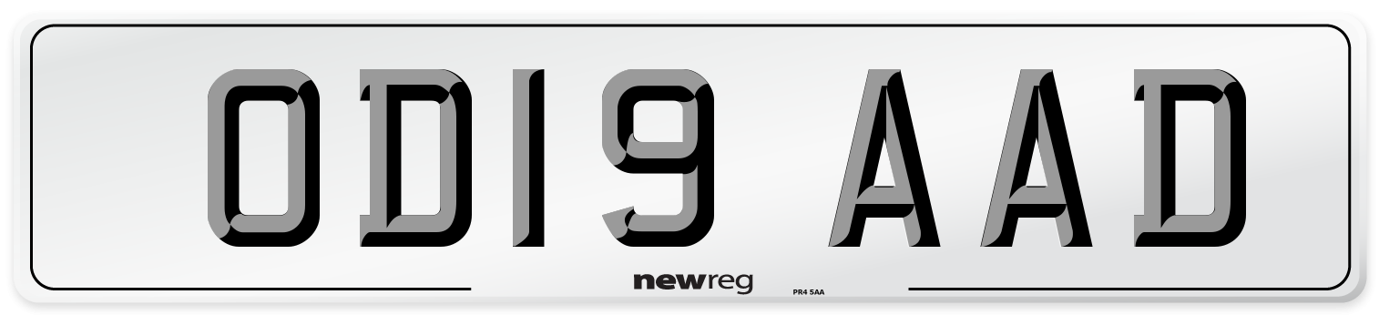 OD19 AAD Number Plate from New Reg